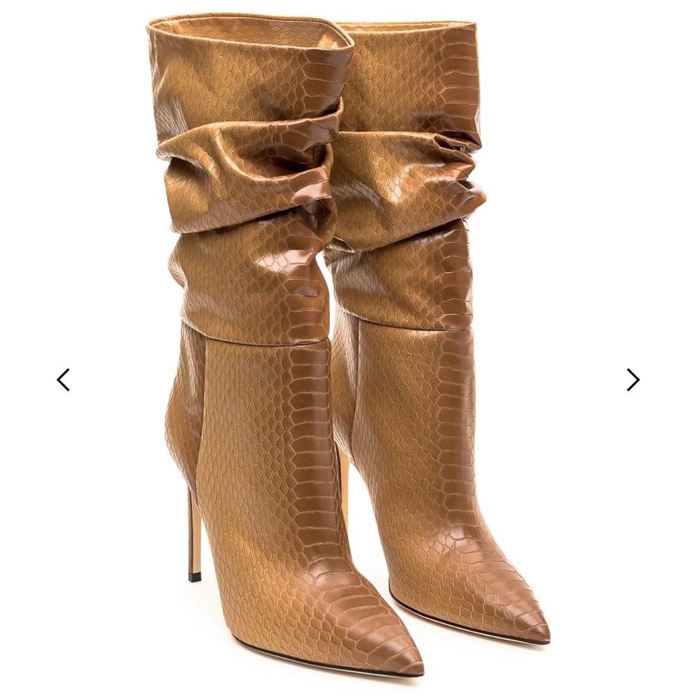 NEW Paris Texas Printed Python Stiletto Slouchy Boot color Terra size 6.5